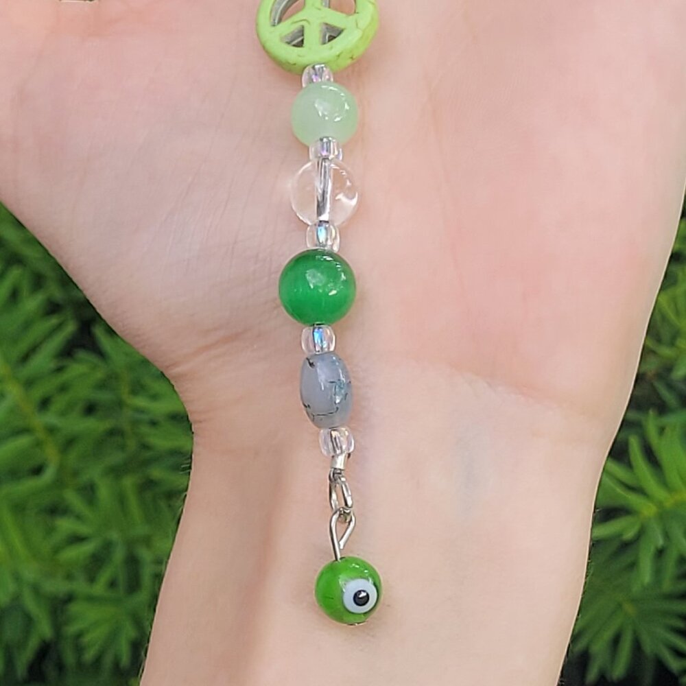 Green Evil Eye Keychain - Handmade